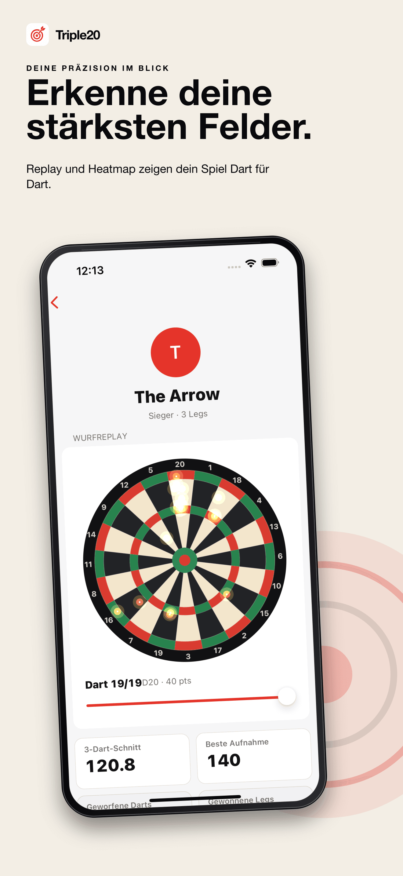 Darts-Heatmap und Dart-für-Dart-Replay in Triple20